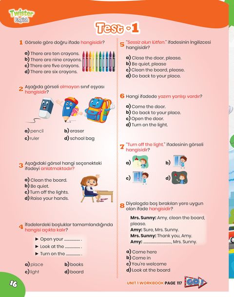 Twister English 4. Sınıf örnek sayfa: Ünite sonu testi