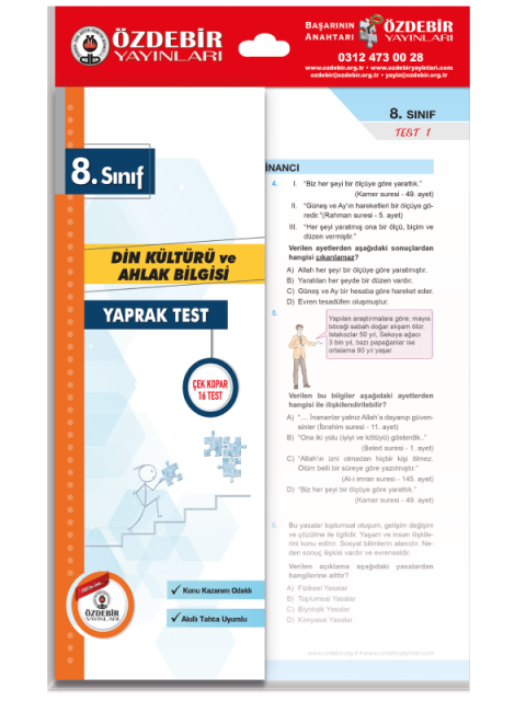 8.Sınıf LGS Din Kültürü ve Ahlak Bilgisi Yaprak Test
