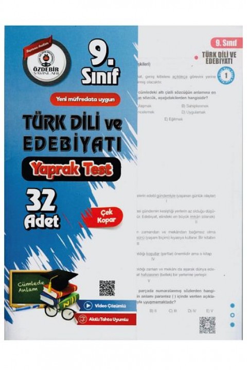 9.Sınıf Türk Dili ve Edebiyatı Yaprak Test